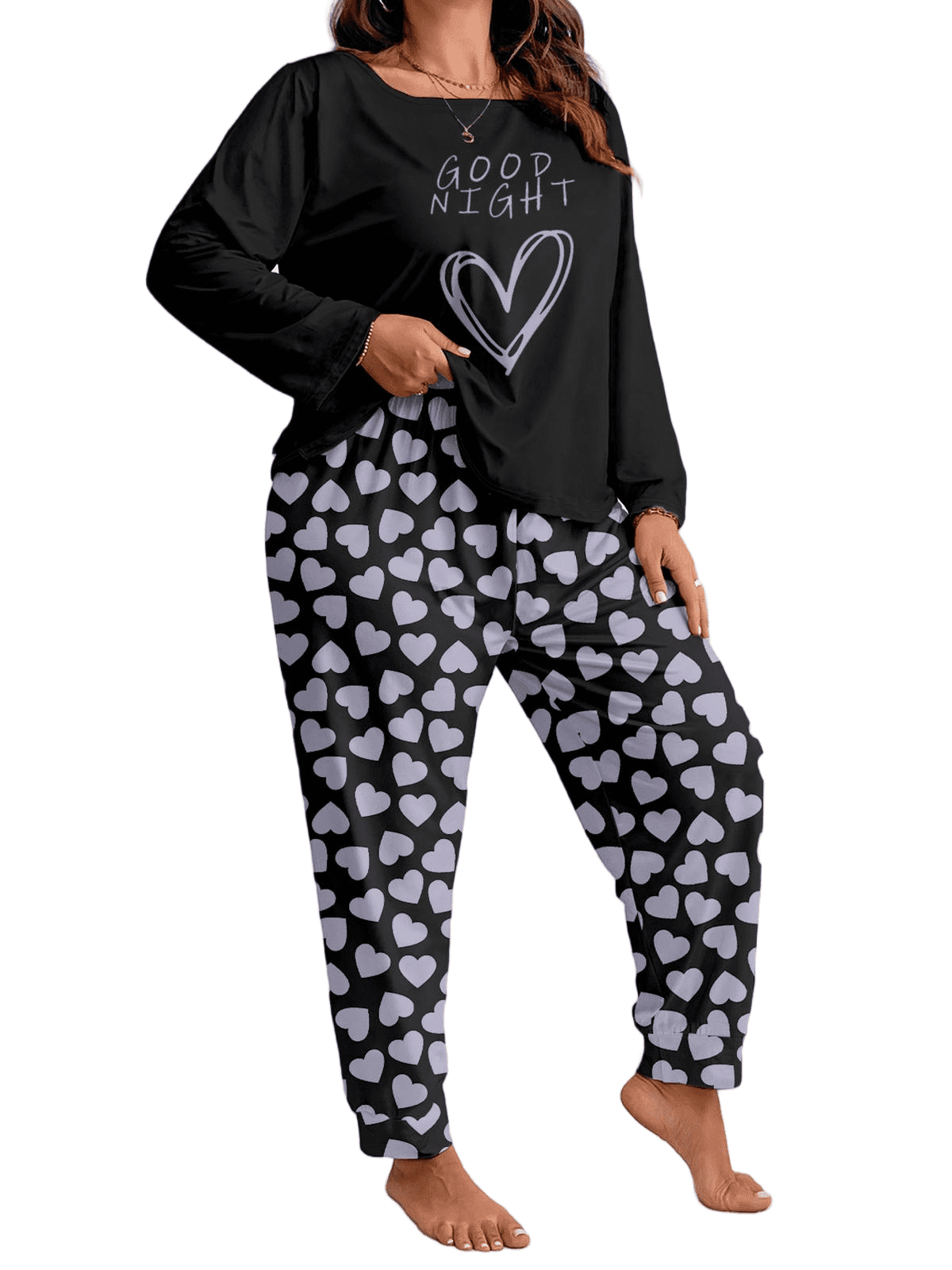キッズBセット Musefolio Women Plus Size Casual Two-Piece Set - Long Sleeve