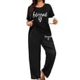 thumbnail image 1 of Musefolio Women's Pajama Sets Summer Short Sleeve Round Neck Comfort Fit Checkered Print Casual Sleepwear 1X-5X, 1 of 8