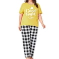 thumbnail image 1 of Musefolio Women's Pajama Sets Summer Short Sleeve Round Neck Comfort Fit Checkered Print Casual Sleepwear 1X-5X, 1 of 8