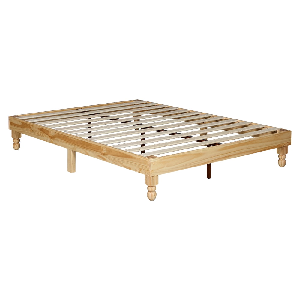 Musehomeinc 12 Inch Wood Bed Frame Elegant Style, no Box Spring needed
