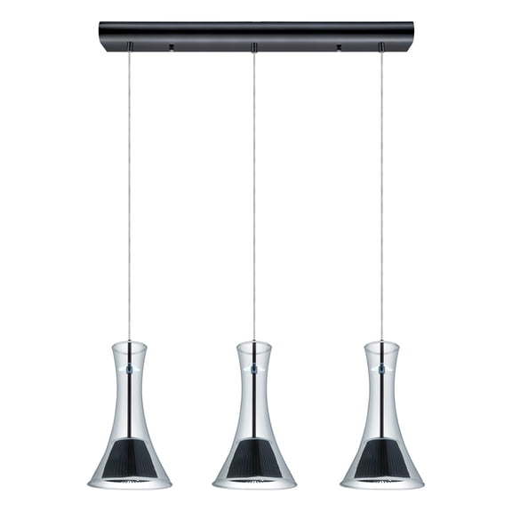 Musero - 3-Light LED Linear Pendant - Satin Nickel Finish - Smoked Glass