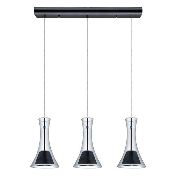 Musero - 3-Light LED Linear Pendant - Satin Nickel Finish - Smoked Glass