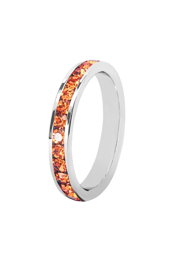 Birthstone Eternity Band Ring (Channel Set/Full Round), Stackable Fashion Ring with Crystal Birthstone