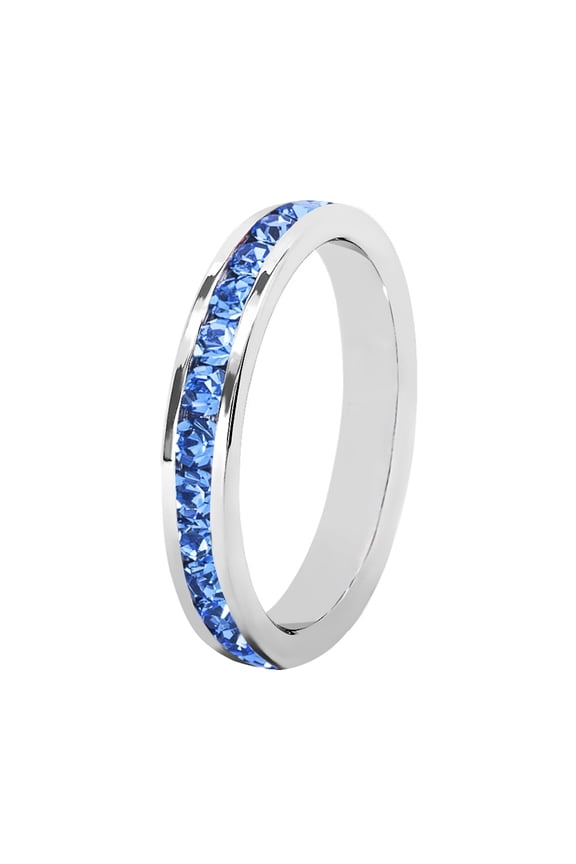 Birthstone Eternity Band Ring (Channel Set/Full Round), Stackable Fashion Ring with Crystal Birthstone