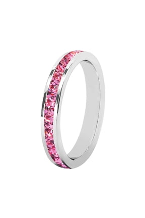 Birthstone Eternity Band Ring (Channel Set/Full Round), Stackable Fashion Ring with Crystal Birthstone
