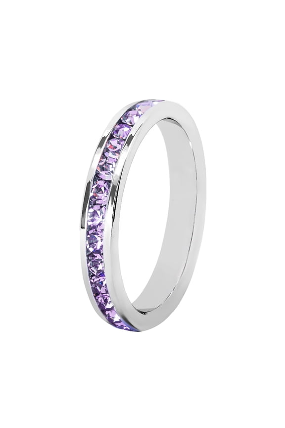Birthstone Eternity Band Ring (Channel Set/Full Round), Stackable Fashion Ring with Crystal Birthstone