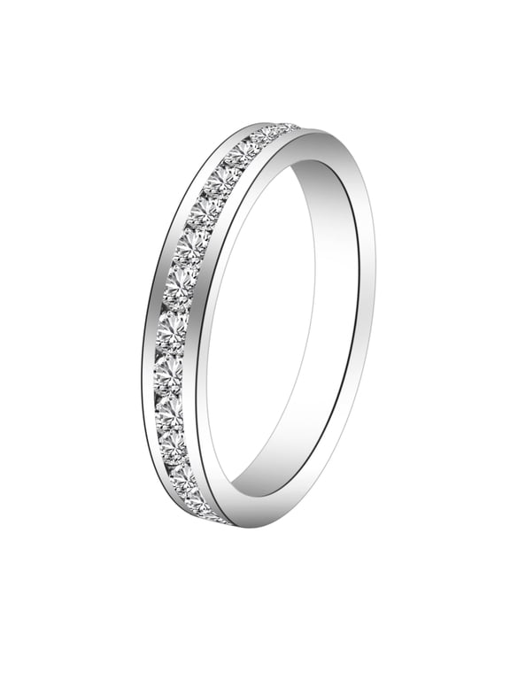 Birthstone Eternity Band Ring (Channel Set/Full Round), Stackable Fashion Ring with Crystal Birthstone