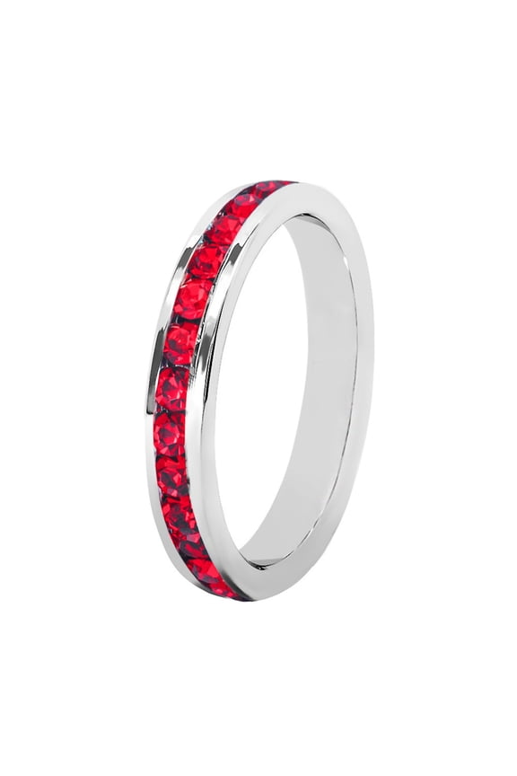 Birthstone Eternity Band Ring (Channel Set/Full Round), Stackable Fashion Ring with Crystal Birthstone