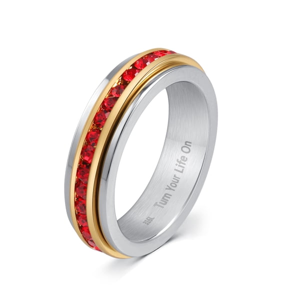 Muses Art Design Fidget Rings, Anxiety Rings, Spinner Rings, Band Rings with Birthstone, Stainless Steel, Women and Men, Meditation Rings, Thumb Rings, Stress Relieving and Anxiety Reducing