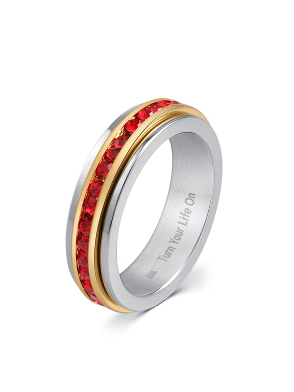 Fidget Rings, Anxiety Rings, Spinner Rings, Band Rings with Birthstone, Stainless Steel, Women and Men, Meditation Rings, Thumb Rings, Stress Relieving and Anxiety Reducing