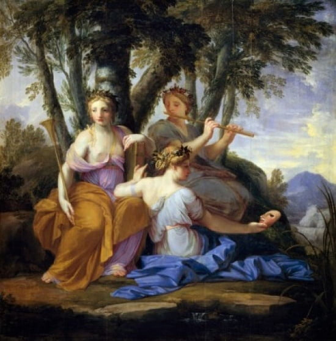 Muses Clio Euterpe and Thalia by Eustache Le Sueur France Paris Musee du Louvre 1617-1655 Canvas Art - Eustache Le Sueur (24 x 36)