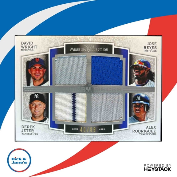 Museum Collection David Wright Derek Jeter Alex Rodriguez Jose Reyes #PPFQR-WRJR Primary Pieces 4 Player Quad Relics