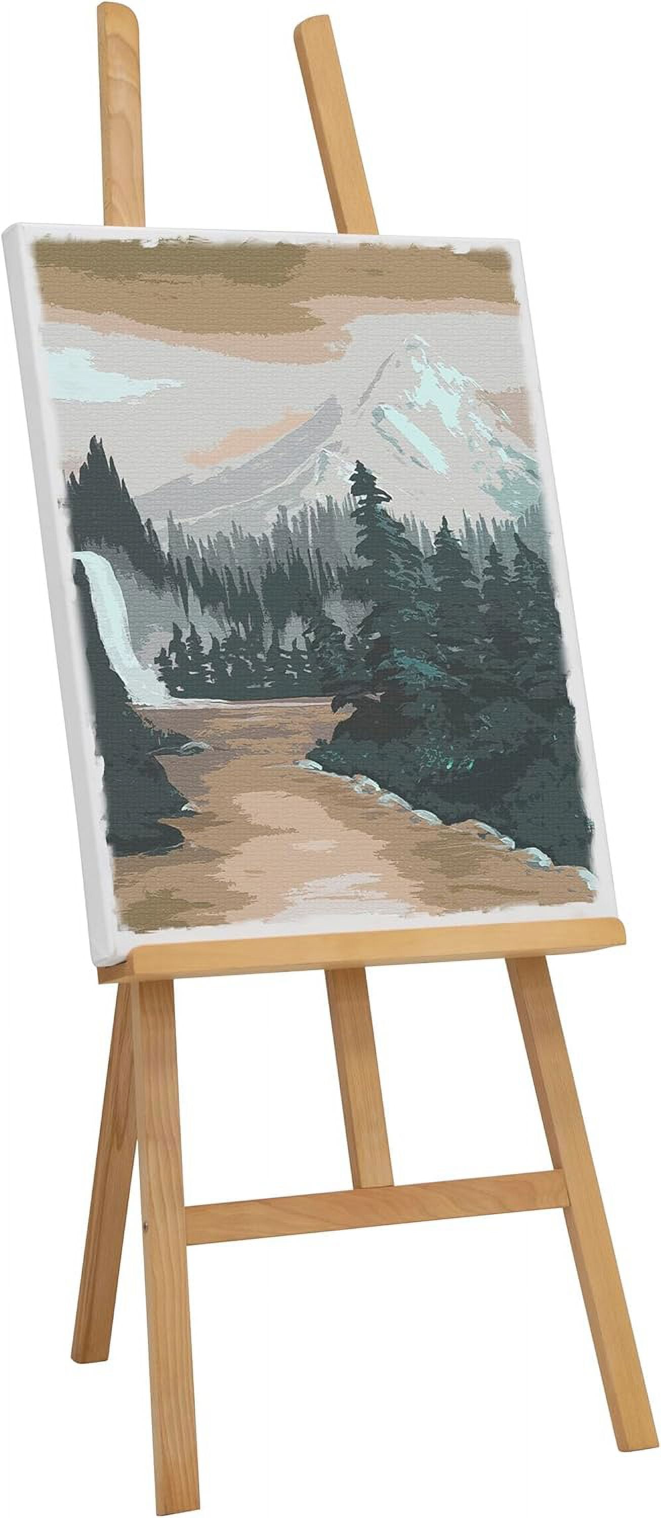 Museum Easel for Painting and Displaying Art in Natural Wood