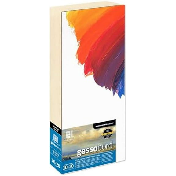 Museum Series Gessobord | 10x20 | 2" Cradled Profile | Gesso Wood Painting Panel for Oil and Acrylic Paint & Mixed Media | Canvas Panel Alternative in Professional Art Supplies$$Art & Craft