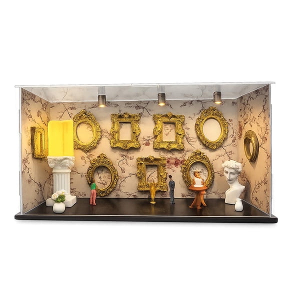 Museum of Us Box Kit, DIY Museum Shadow Box with Mini People Figurines, Gold Frames, LED Light Memory Figurines, Personalized Silhouette Boxes for Home Decor
