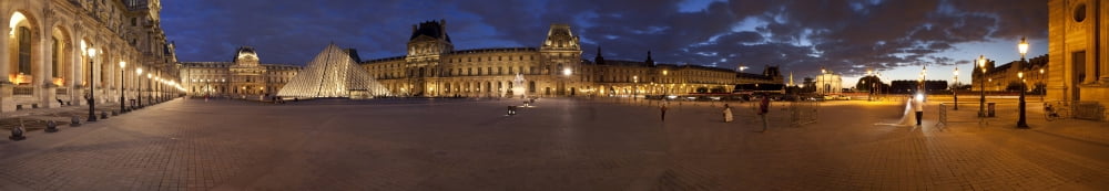 Museum at dusk Musee Du Louvre Paris Ile-de-France France Canvas Art - Panoramic Images (22 x 4)