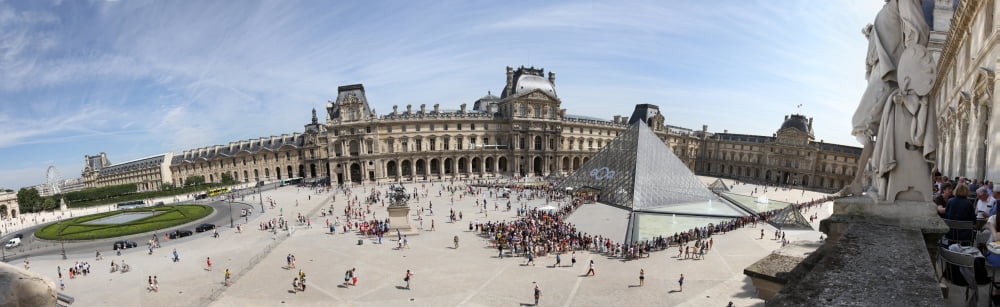 Museum with glass pyramid Musee Du Louvre ParisIle-de-France France Canvas Art - Panoramic Images (36 x 12)