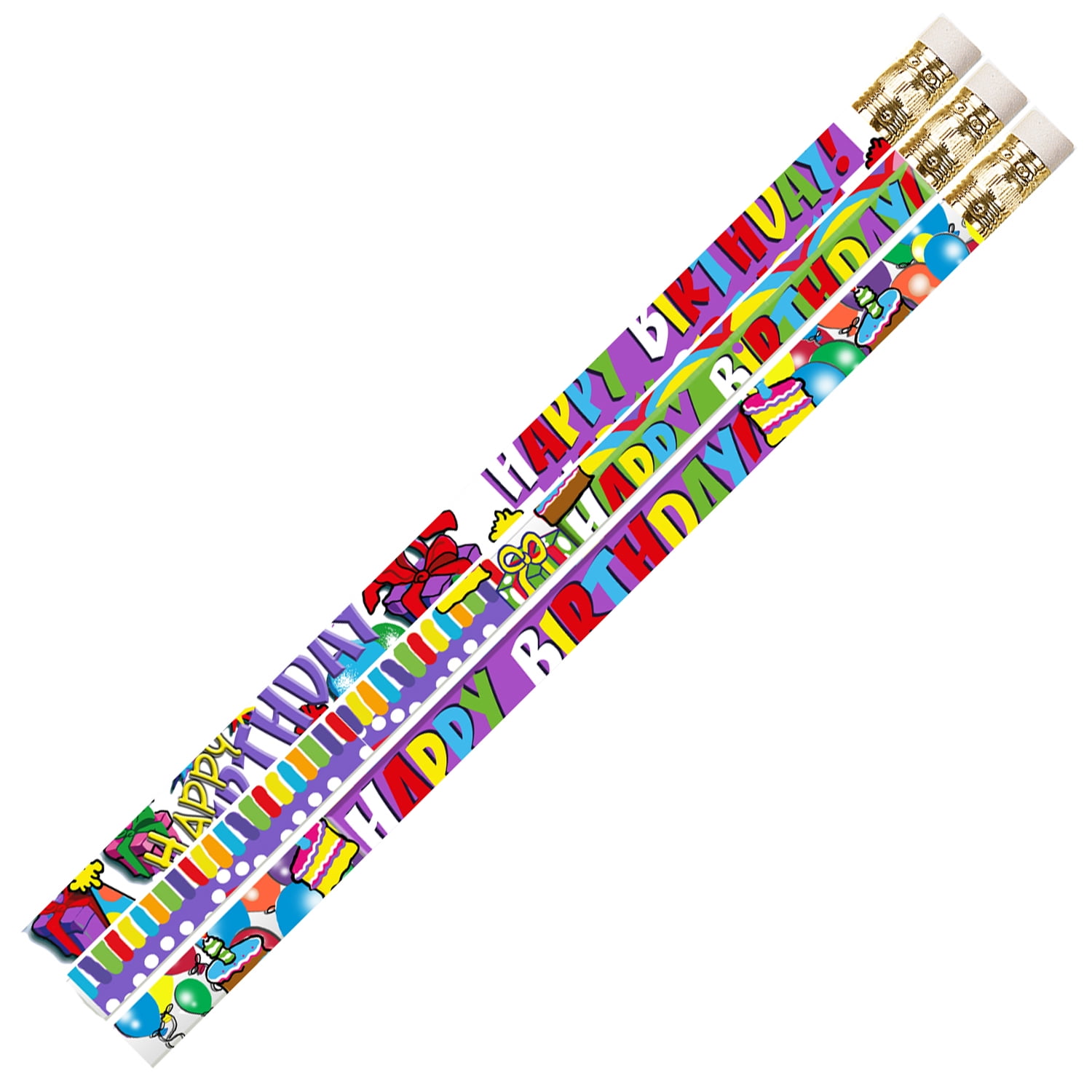Musgrave Pencil Company Birthday Supreme Motivational/Fun Pencils, 12 Per Pack, 12 Packs