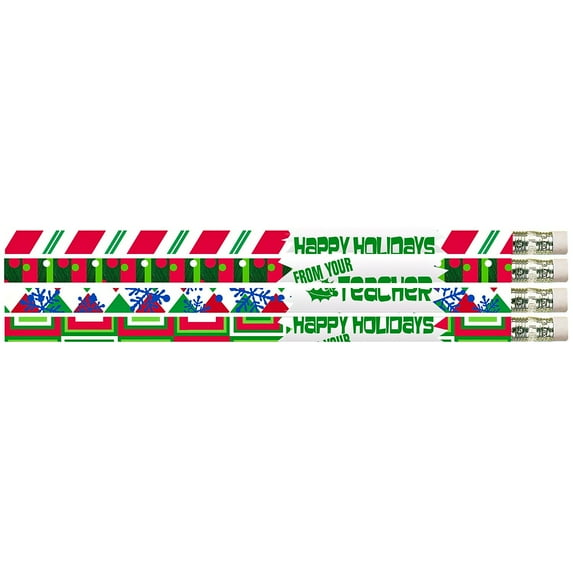 Musgrave Pencil Company Happy Holidays From Your Teacher Motivational Pencils, Pack of 144