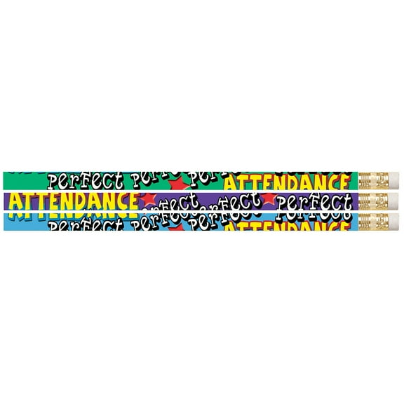 Musgrave Pencil Company Perfect Attendance Motivational Pencils, 12 Per Pack, 12 Packs