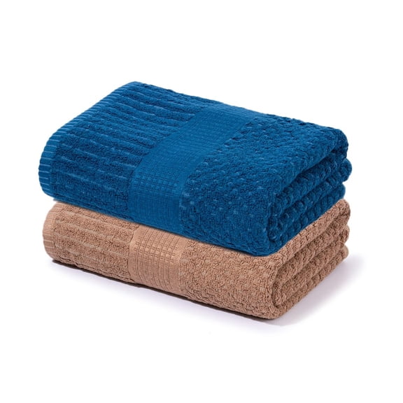 Mush Hearth & Haven Bamboo Large Size Bath Towels 900 Gsm | Bamboo Bath Towel Soft, Highly Absorbent & Quick Dry (Desert Sand & Teal) - Pack Of 2