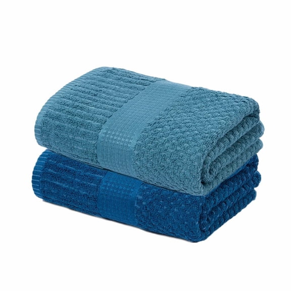 Mush Hearth & Haven Bamboo Large Size Bath Towels 900 Gsm | Bamboo Bath Towel Soft, Highly Absorbent & Quick Dry (Teal & Steel Blue) - Pack Of 2