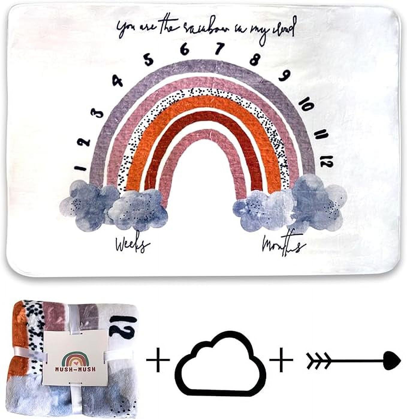 MushMush Rainbow Baby Weekly/Monthly Milestones Blanket with Props