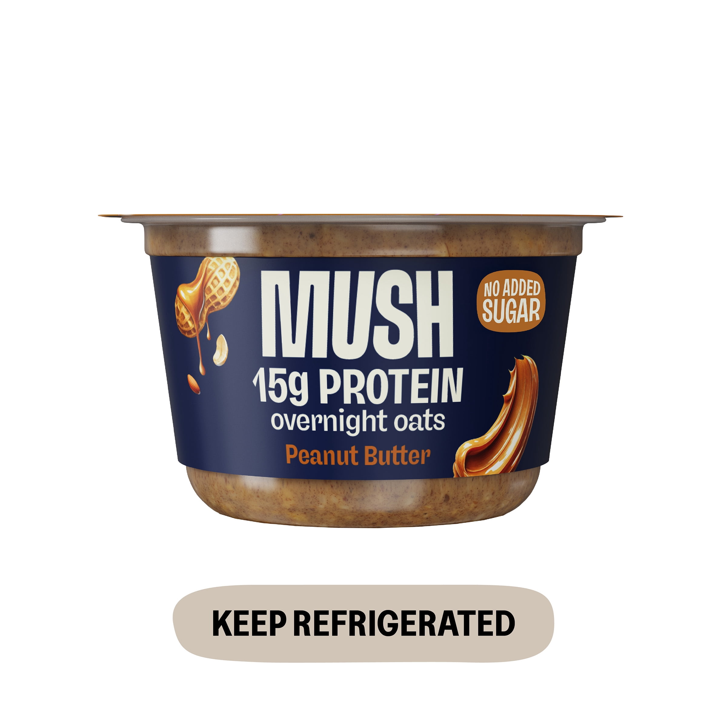 MUSH Overnight Oats Peanut Butter, 15g Protein, 5.5 oz Cup (Refrigerated)