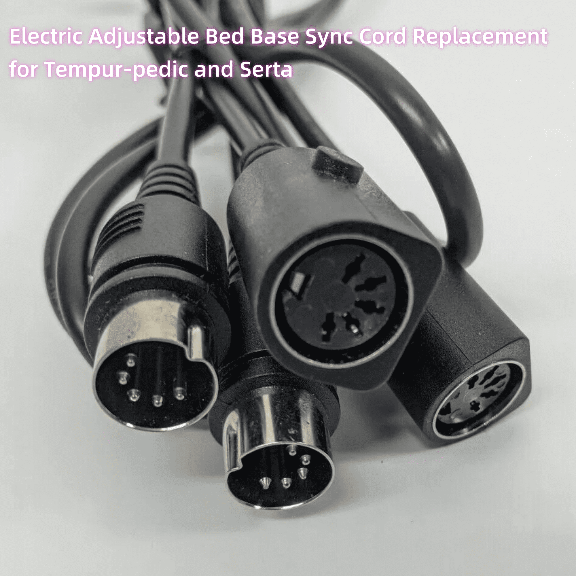 Musheng Electric Adjustable Bed Base Sync Cord Replacement, 7.2 Ft Cord, Power Cable, Single Piece, with Adjustable Bed Base Sync Cord, Black, New, 1 Count