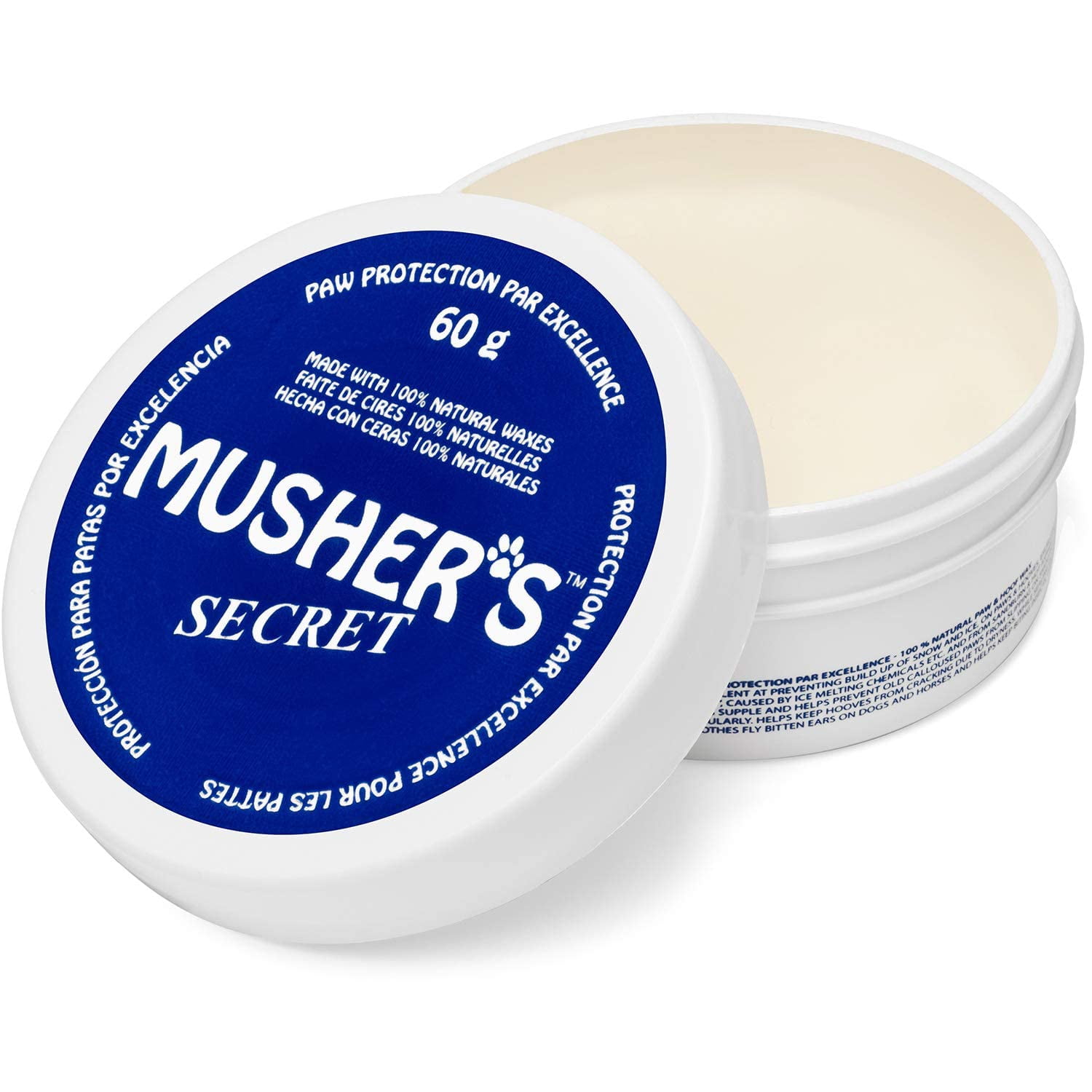Musher's Secret Dog Paw DHF10&nbsp;Wax 60 g (2.1 Dog Paw Balm that Creates an Invisible Barrier That Protects and Heals Dry Cracked Paws - All-Natural with Vitamin E and Food-Grade Ingredients