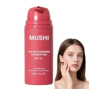 Mushi Reverse-Aging Adaptive Color Changing Foundation for 50+, Wrinkle Softening & Age Spot Cover, Self-Adjusting Shade, 30ml.1Pcs