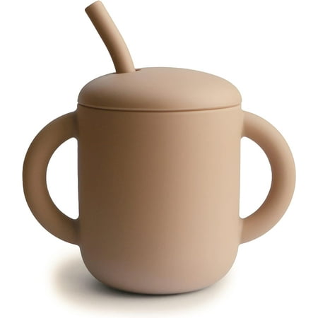 Mushie 100% Silicone Training Cup & Straw for Toddlers, Natural