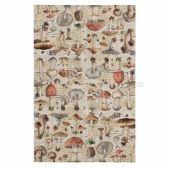 Mushroom 1 Pack Kitchen Towel, Water Absorbent Dish Towel, Pastoral Summer Botanical Watercolor Rustic Decorative Hand Towels - Quick Drying Cloth for Cooking Baking, 18x28 Inch