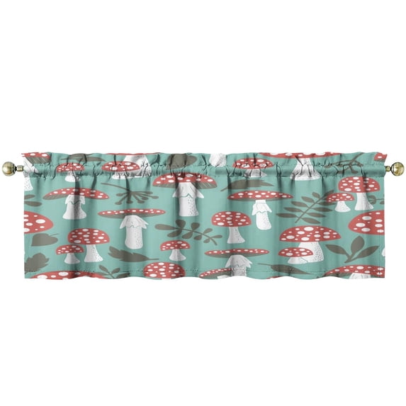 Mushroom (16) Kitchen Curtains 54x18 Inch Window Curtain over Sink Short Tier for Bathroom Cafe Rod Pocket Kitchen Decor Living Room Window Treatment Fabric 1 Panel
