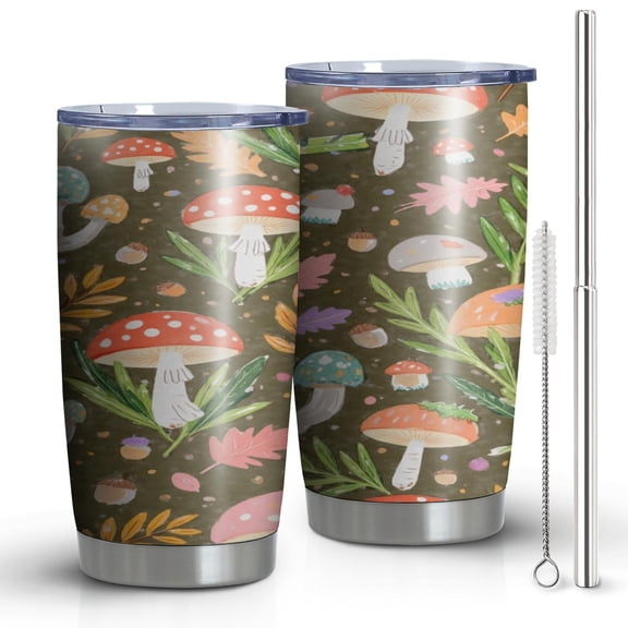 Mushroom 20 oz Thermal Insulated Coffee Mug with Leak Proof Lid Water Bottle for House warming Wedding Birthday Gift