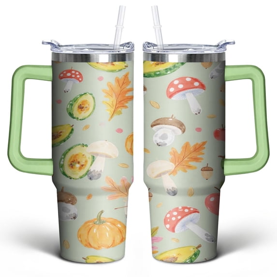 Mushroom 30 Oz Tumbler with Handle Lid and Straw, Stainless Steel Double Walled Vacuum Insulated Cup, Cute Anniversary Wedding Birthday Gifts Tumbler for Women Men Friends Outdoor Indoor