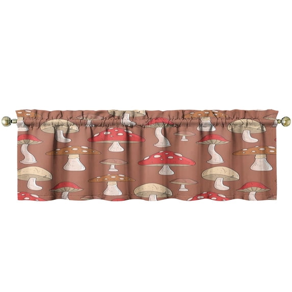 Mushroom (33) Kitchen Curtains 54x18 Inch Window Curtain over Sink Short Tier for Bathroom Cafe Rod Pocket Kitchen Decor Living Room Window Treatment Fabric 1 Panel
