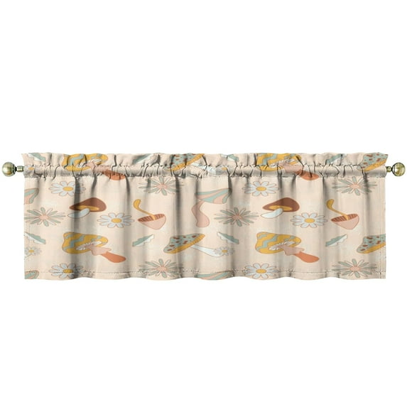 Mushroom (40) Kitchen Curtains 54x18 Inch Window Curtain over Sink Short Tier for Bathroom Cafe Rod Pocket Kitchen Decor Living Room Window Treatment Fabric 1 Panel