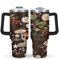 thumbnail image 1 of Mushroom 40 Oz Tumbler with Handle Lid and Straw, Stainless Steel Double Walled Vacuum Insulated Cup, Cute Anniversary Wedding Birthday Gifts Tumbler for Women Men Friends Outdoor Indoor, 1 of 7