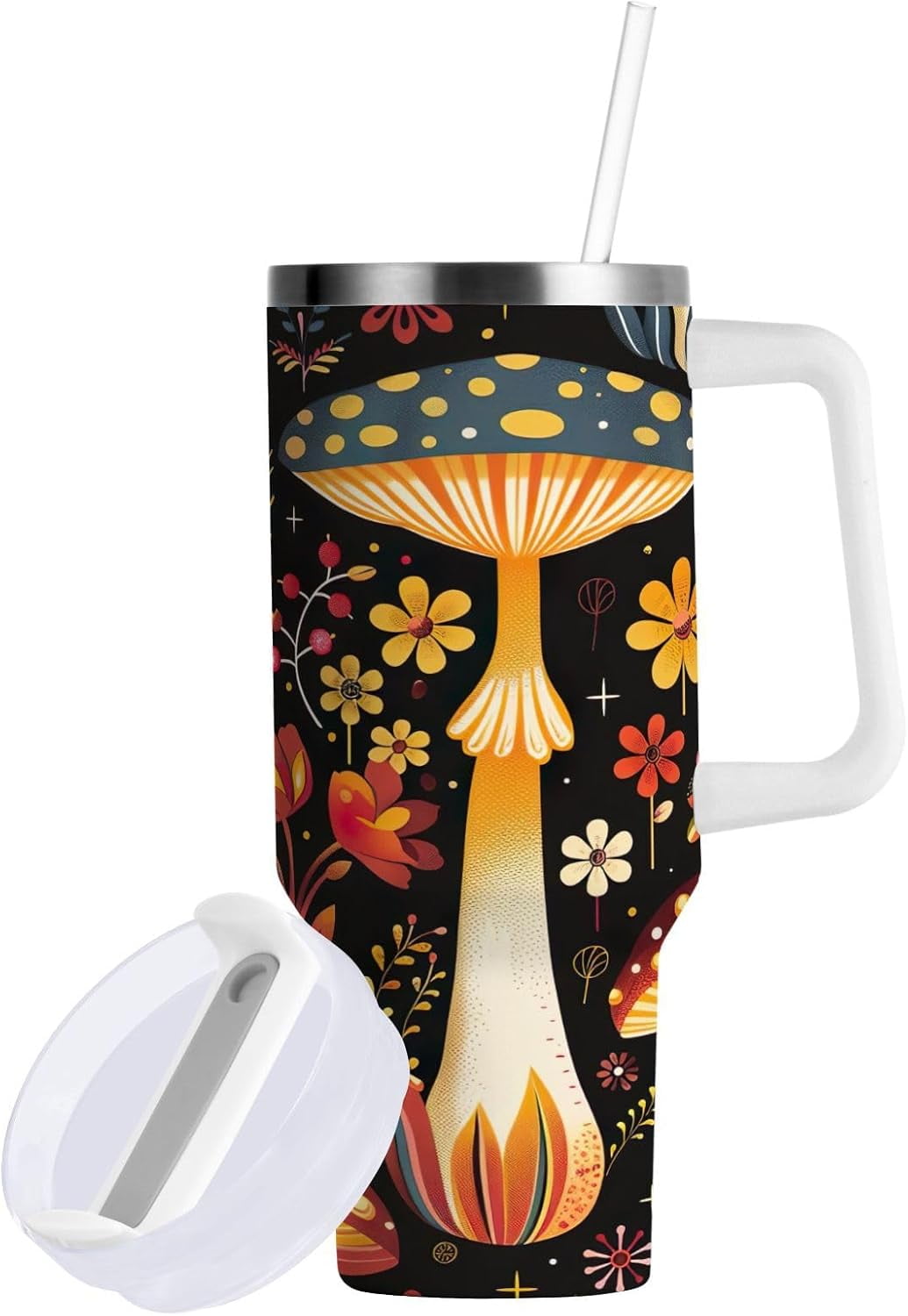 YETTASBIN 40 Oz Halloween Bat Tumbler - Stainless Steel Vacuum Insulated Travel Mug With Handle & Straw - View #6