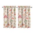 thumbnail image 1 of Mushroom (7) Kitchen Curtains - Vintage Tier Curtains for Bathroom Living RV Rod Pocket Window Drapes 36 Inch 2 Panels Set 27.5"x39" Window Treatment Tiers, 1 of 4
