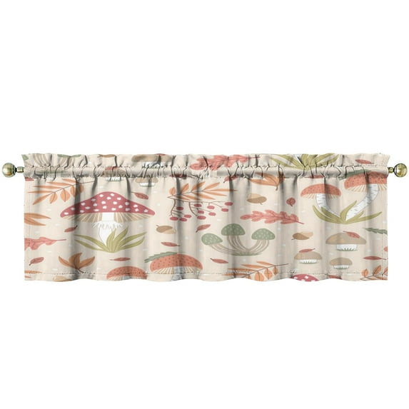 Mushroom (8) Kitchen Curtains 54x18 Inch Window Curtain over Sink Short Tier for Bathroom Cafe Rod Pocket Kitchen Decor Living Room Window Treatment Fabric 1 Panel