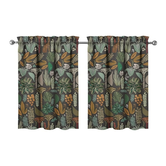 Mushroom (9) Kitchen Curtains - Vintage Tier Curtains for Bathroom Living RV Rod Pocket Window Drapes 36 Inch 2 Panels Set 28"x36" Window Treatment Tiers