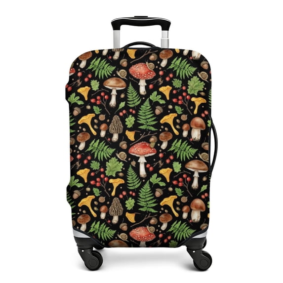Protector D Mushroom and Acorn Black Pattern Luggage Cover,Stretch Travel Baggage ...