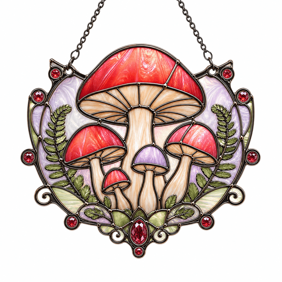 Mushroom Acrylic Suncatcher Window Hanging, Woodland Gift for Mom