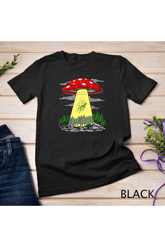 Mushroom Alien Abduction Space Ufo Hippie Fungi T-Shirt