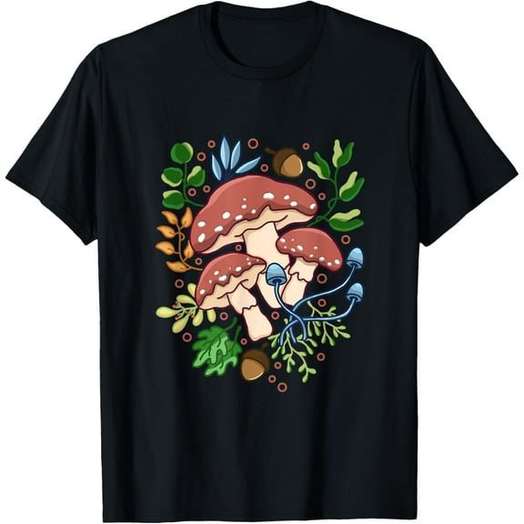 Mushroom And Floral Cottagecore T-Shirt