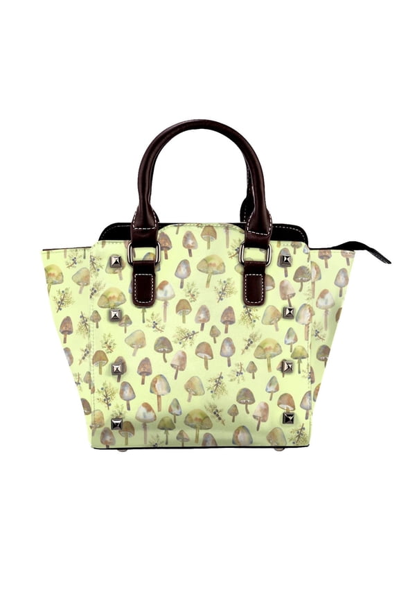 Mushroom Bandanas Rivet Fashion One-Shoulder Women's Handbag Tote Bag