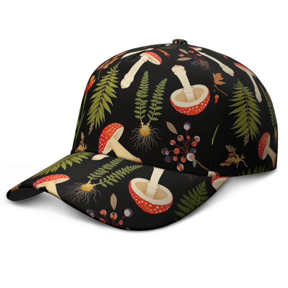 Mushroom Baseball Cap Adjustable Print Ball Cap for Women Men Shopping Beach Vacation