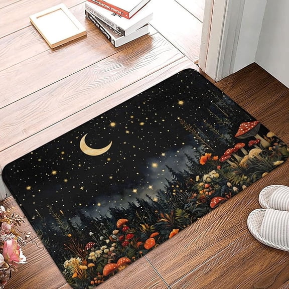 Mushroom Bathroom Rugs 24x16in Non Slip Bath Rug Mushroom Forest Bath Mat Decor Rugs Home Floor Mat